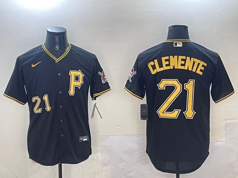 Men Pittsburgh Pirates #21 Clemente Black Game 2024 Nike MLB Jersey style 0115->ncaa teams->NCAA Jersey